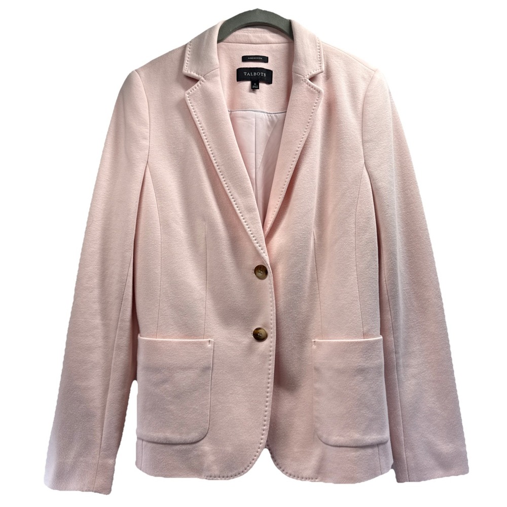 Talbots Blazer 2 Button Jacket Women's Size 6 Barbie Pink Pockets Cotton Lined‎